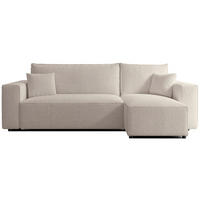 ECKSOFA Scarlo Hellbeige Bouclé-Bezug - Ecru/Schwarz, Kunststoff/Textil (244/145cm) - Selsey
