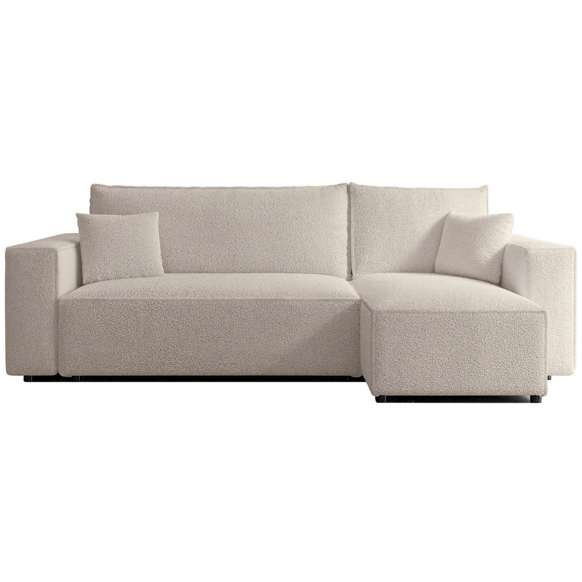 ECKSOFA Scarlo Hellbeige Bouclé-Bezug - Ecru/Schwarz, Kunststoff/Textil (244/145cm) - Selsey