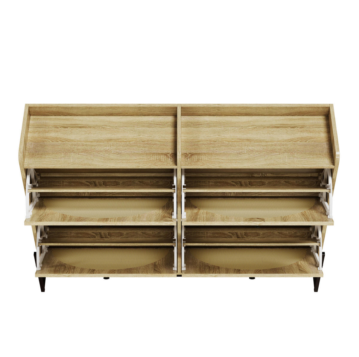 SCHUHSCHRANK 121/25/91,5 cm natur aus Spanplatte mit PE-Rattan und Lüftung - Naturfarben, Holzwerkstoff (118/91.5/25cm) - OKWISH