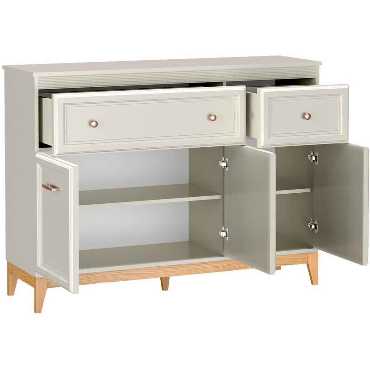 KOMMODE Charlott mit 2 Schubladen und 3 Türen - Kaschmir/Eichefarben, Holz/Holzwerkstoff (135.5/100/40.5cm) - Beautysofa