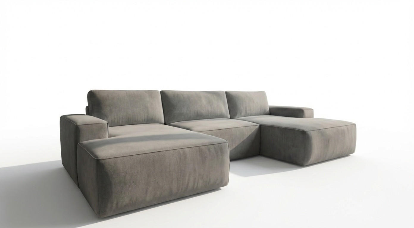 ECKSOFA EINAR 362 cm x 170 cm – Stoff: VELUTTO Silber 15 Farbe: Grau - Grau, Textil (362/170cm) - A&J MöbelLand