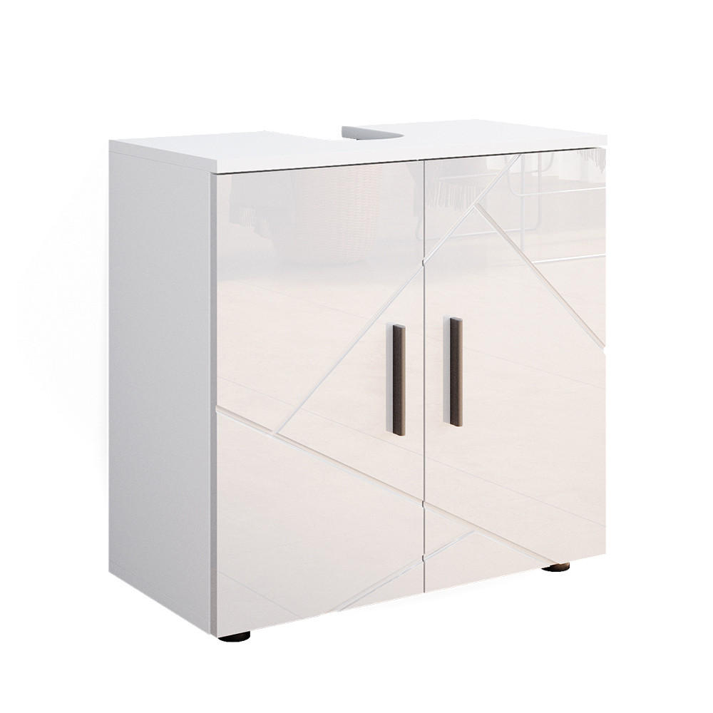 WASCHBECKENUNTERSCHRANK Irma Weiß Hochglanz 60 x 59 cm - Weiß Hochglanz/Weiß, Holzwerkstoff (60/59/30cm) - Vicco