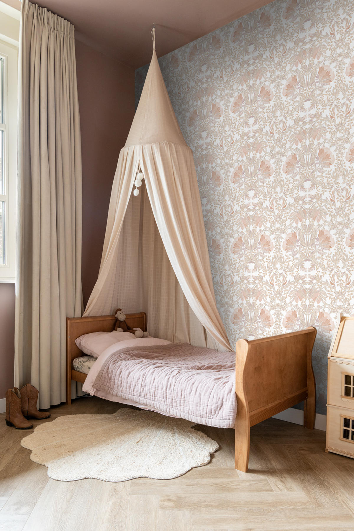 TAPETE Blumenmuster im Jugendstil 53 cm x 10.05 m - Beige, Papier (53/1000cm) - ESTAhome