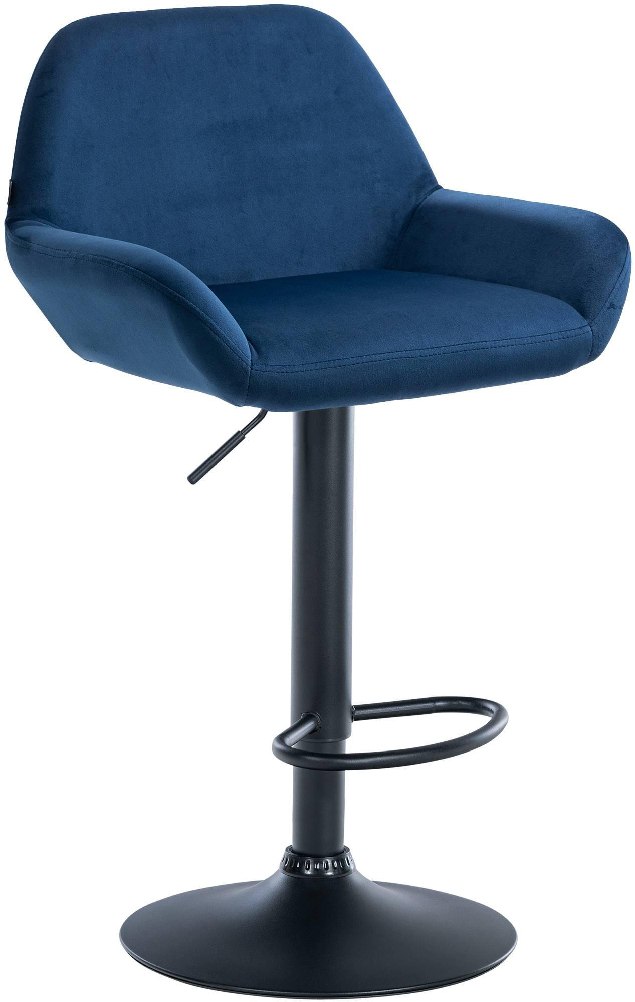 BARHOCKER DUBLIN Blau Samt Schwarz - Blau, Textil/Metall (51/89/52cm) - DELUKE