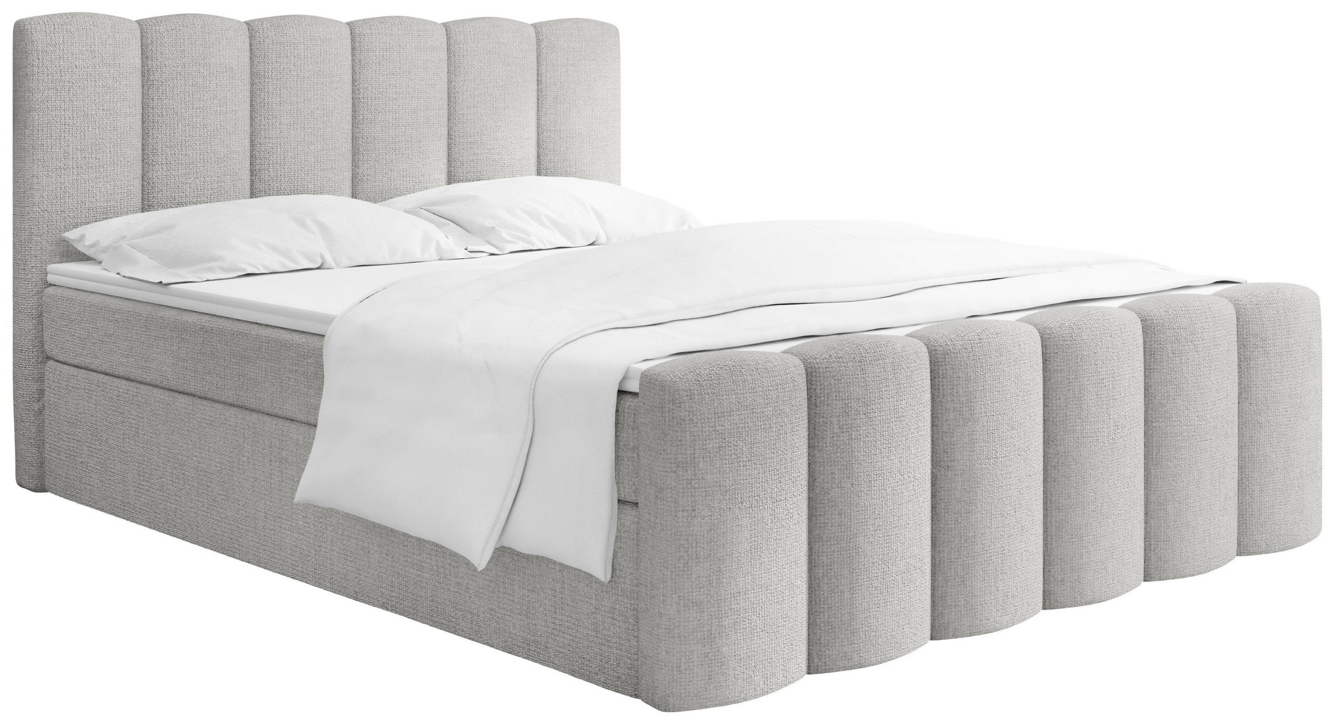 BOXBETT Serenity mit Bettkasten, Grau Chenille 160x200 cm – inkl. H4 Taschenfederkern Matratze & Foam Topper - Schwarz/Grau, Holz/Holzwerkstoff (160/200cm) - WFL GROUP