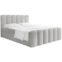 BOXBETT Serenity mit Bettkasten, Grau Chenille 160x200 cm – inkl. H4 Taschenfederkern Matratze & Foam Topper - Schwarz/Grau, Holz/Holzwerkstoff (160/200cm) - WFL GROUP