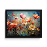 POSTER MIT RAHMEN Blumen - Aquarell - Kunst - Botanisch - Natur 40x30 cm - Orange, Papier (40/30cm) - MuchoWow