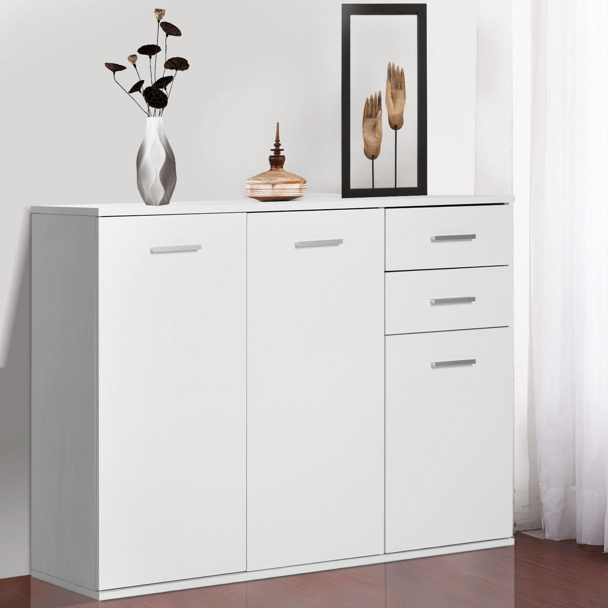 SIDEBOARD DE-11259 2 Schubladen Weiß - Weiß, Holzwerkstoff (106/76/35cm) - ComfortXL