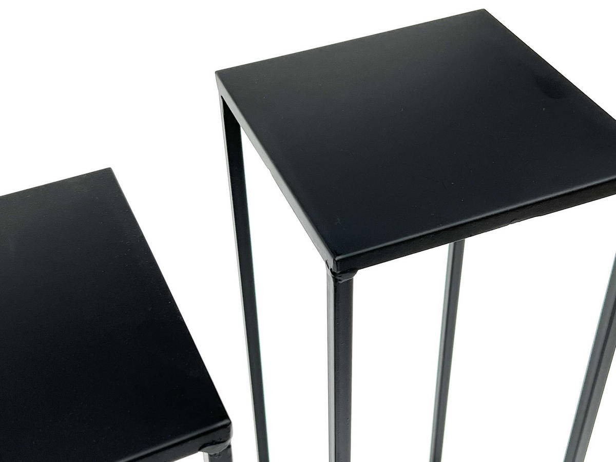 BLUMENHOCKER 2x Metall Schwarz 50 cm Eckig 96315 - Schwarz, Metall (18/50/18cm) - DanDiBo