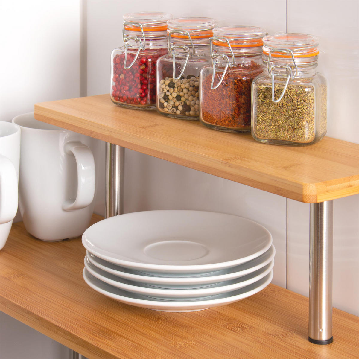 KÜCHENREGAL, Edelstahl - Edelstahlfarben, Holz (52/40/19.5cm) - bremermann