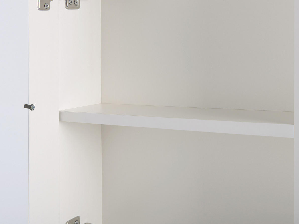 BAD SPIEGELSCHRANK weiß/silber mit LED-Beleuchtung 60/60 cm Mazarredo - Silberfarben/Weiß, Holz/Holzwerkstoff (60/60/12cm) - Beliani