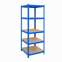 SCHWERLASTREGAL Blau 5 Böden Stahl MDF 200x80x60 cm - Multicolor, Holzwerkstoff/Kunststoff (80/200/60cm) - Relaxdays