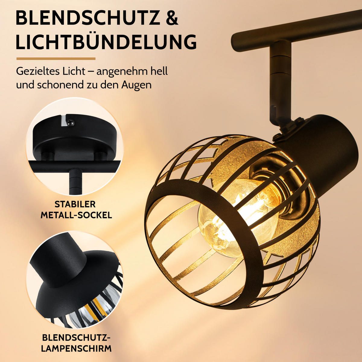 DECKENSTRAHLER Jynthel 42.7/14.2/ 17 cm - Schwarz, Metall (42.7/14.2/17cm) - ZMH