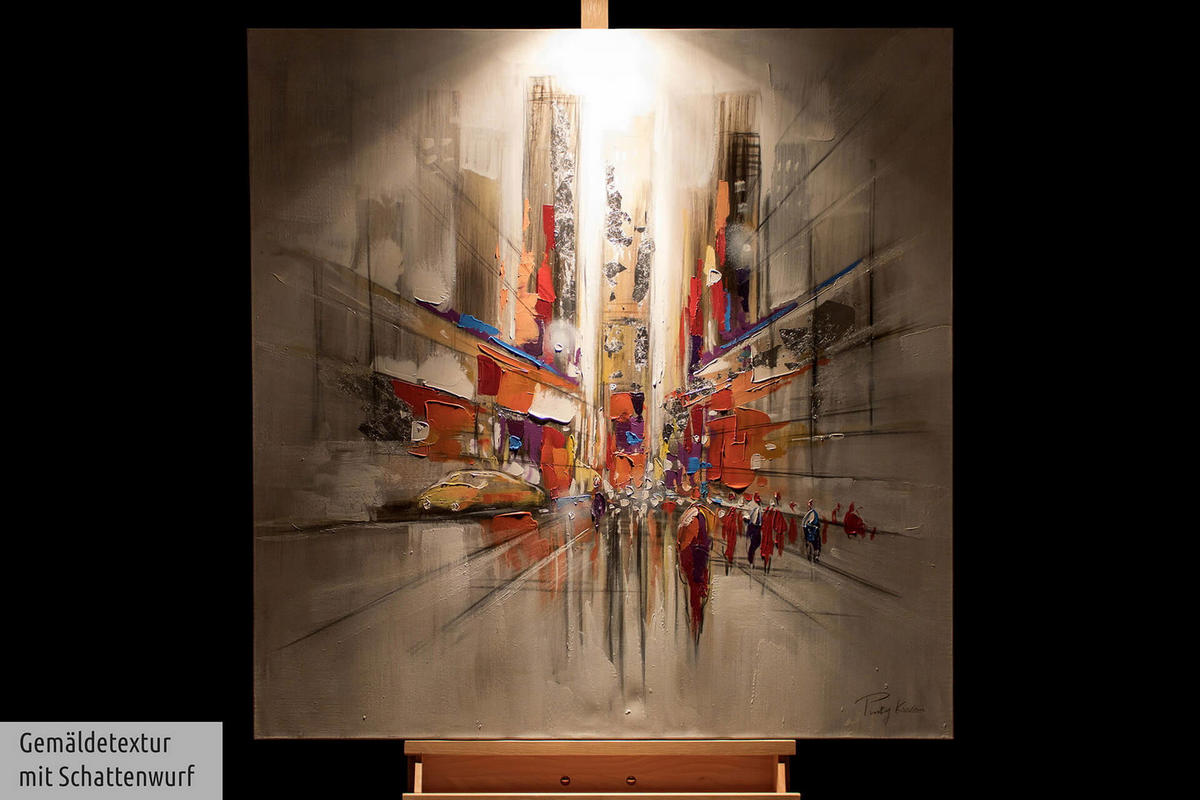 ÖLGEMÄLDE 80/80 cm - Silberfarben, Holz/Textil (1.6/80cm) - KUNSTLOFT