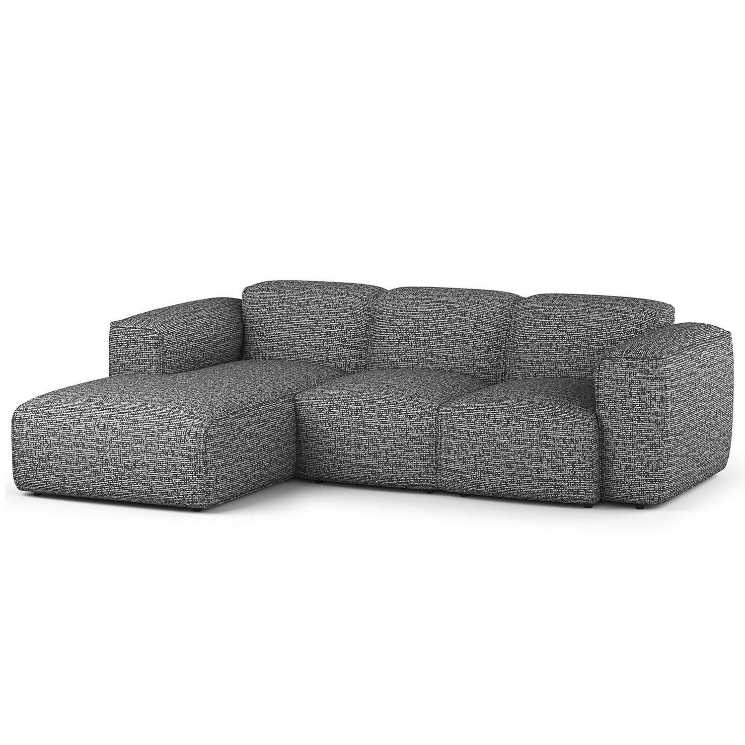 3-SITZER ECKSOFA mit Longchair - Schwarz/Grau, Kunststoff/Textil (251/173cm) - home24