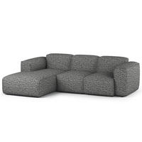3-SITZER ECKSOFA mit Longchair - Schwarz/Grau, Kunststoff/Textil (251/173cm) - home24