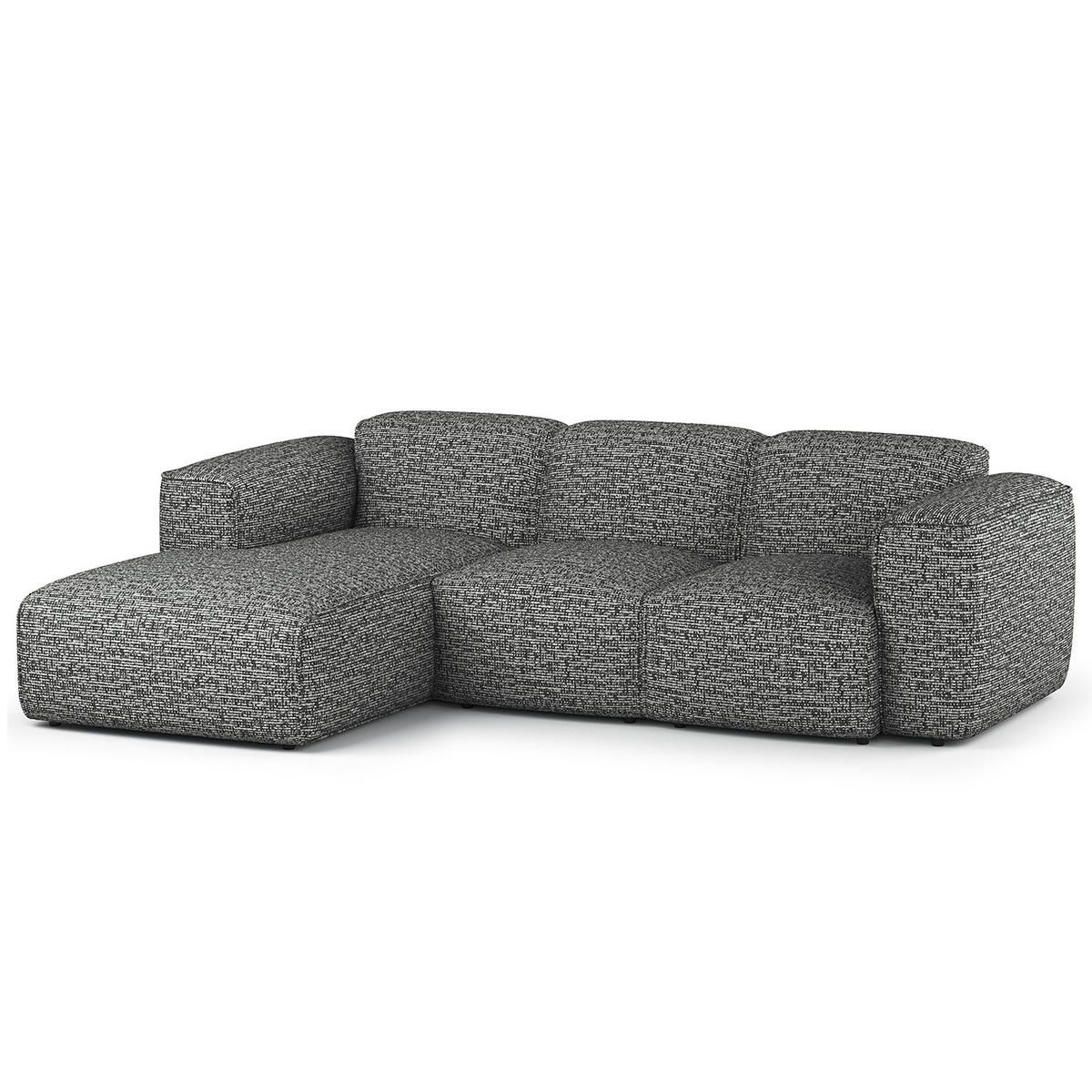 3-SITZER ECKSOFA mit Longchair - Schwarz/Grau, Kunststoff/Textil (251/173cm) - home24