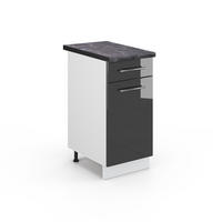 KÜCHENUNTERSCHRANK Fame-Line Anthrazit Hochglanz 40 cm, AP Anthrazit - Anthrazit/Weiß, Holzwerkstoff (40/82/60cm) - Vicco