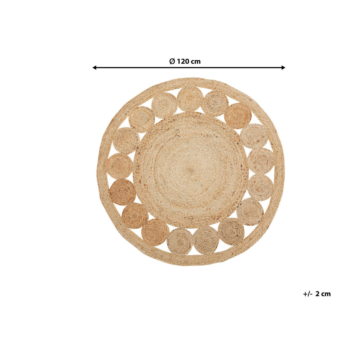 KURZFLOR-TEPPICH Ahlat 120/120 cm - Beige, Naturmaterialen (120/120cm) - Beliani
