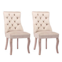 STUHL 2er-Set mit hoher Rückenlehne ca. 97 x 51 x 47 cm Beige - Beige, Holz (51/97/51cm) - Meubliv