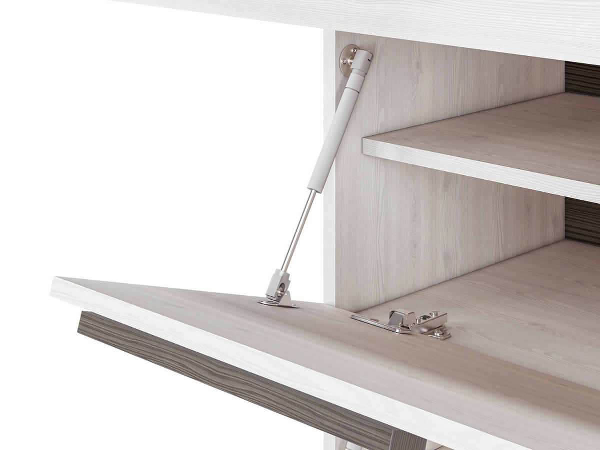 SCHUHSCHRANK Blanco Pinie weiß / grau 55 / 42 / 96cm - Weiß, Holz/Holzwerkstoff (55/96/42cm) - Feldmann-Wohnen