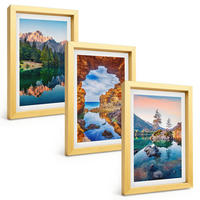 BILDER SET 3er Set - 20x30 cm Goldrahmen - Spiegelungen der Felsen in Bergseen - Goldfarben, Kunststoff (20/30cm) - TULUP