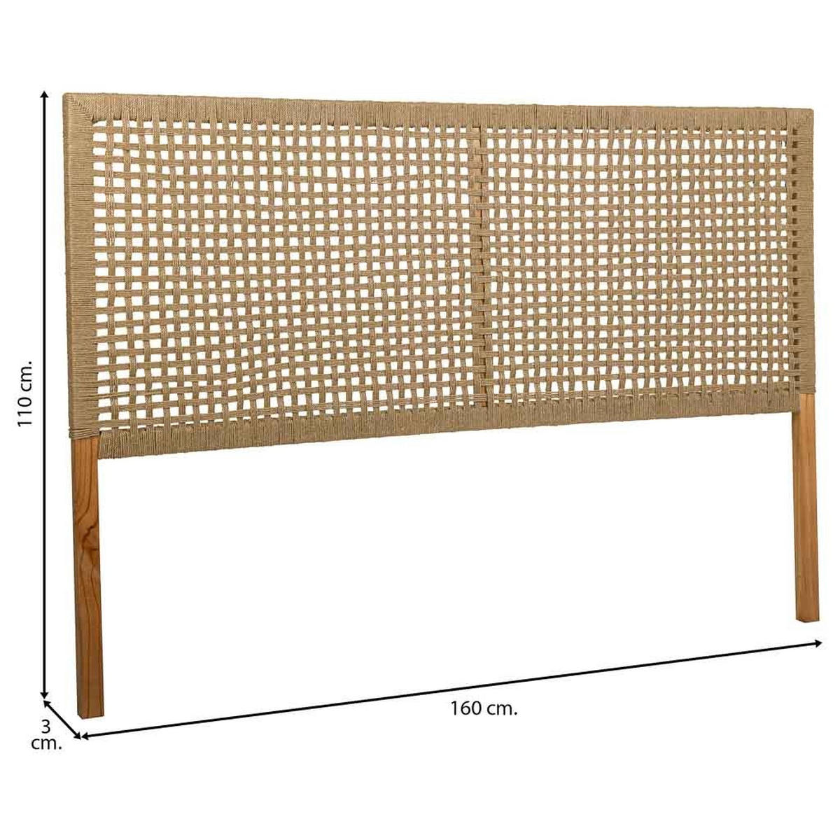 BETTKOPFTEIL aus Holz und geflochtenem Seil, braun, 160x3x110 - Braun, Holz (160/110/3cm) - Wanderlust