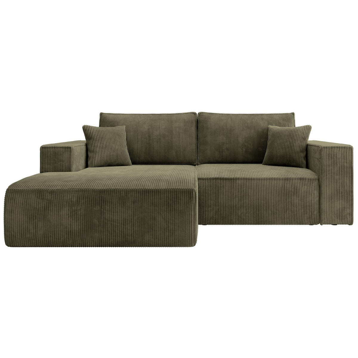 ECKSOFA Farese Mini mit Cordbezug Olivgrün, links - Schwarz/Olivgrün, Textil (240/167cm) - Selsey