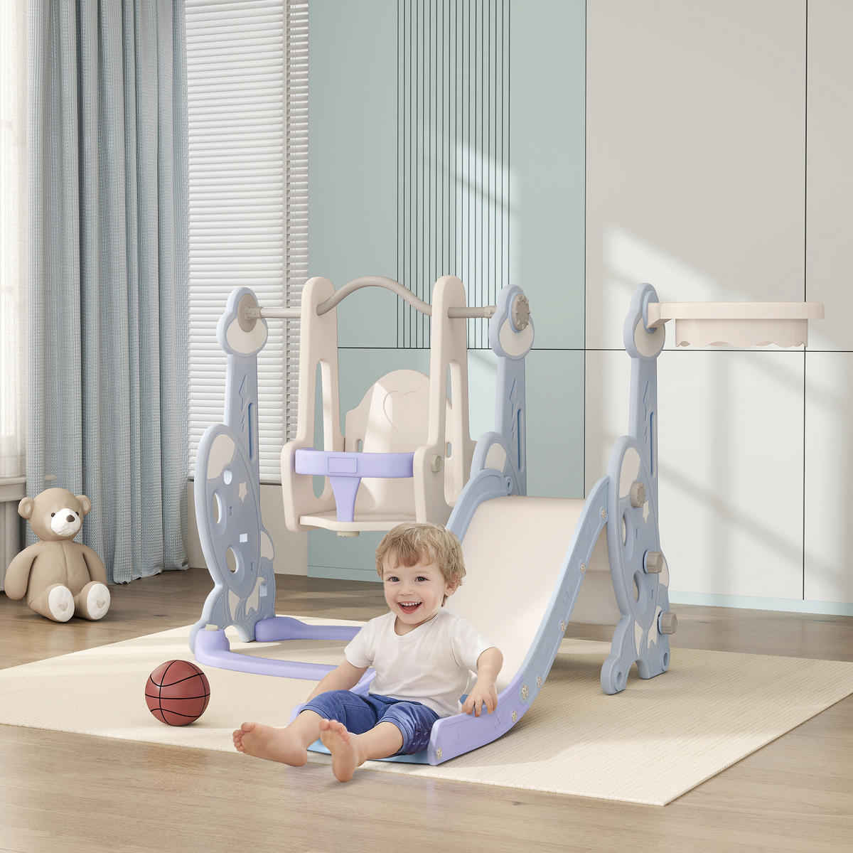 KINDERRUTSCHE DE-17978 Hellblau - Hellblau, Kunststoff (160/107/147.5cm) - ComfortXL