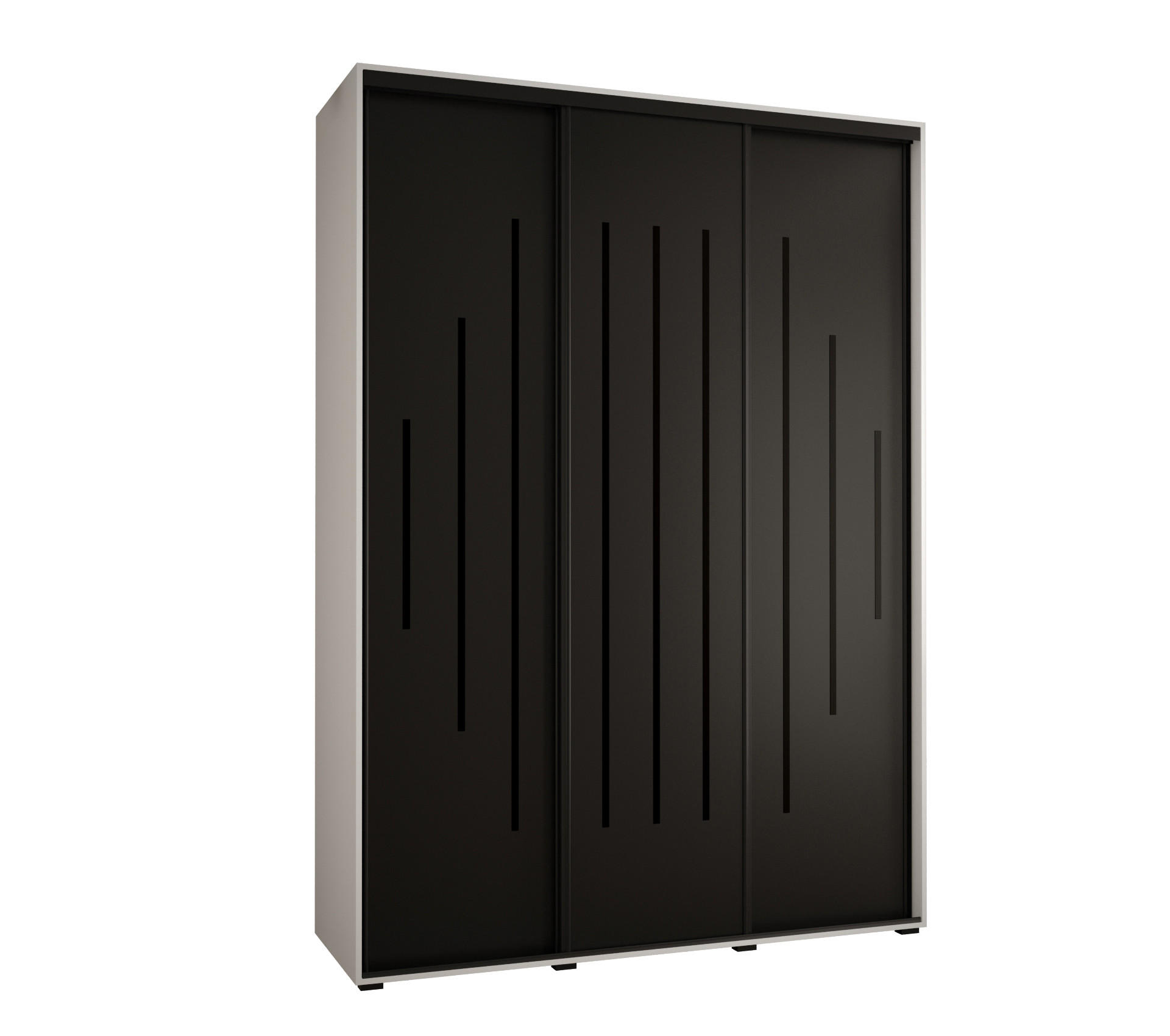 Abiks Möbel Schwebetürenschrank Weiß, Schwarz, Schwarz 180x235x60 cm