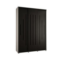 SCHWEBETÜRENSCHRANK 235,2/180/60 3-türig - Schwarz/Weiß, Holz/Metall (180/235/60cm) - Abiks Möbel