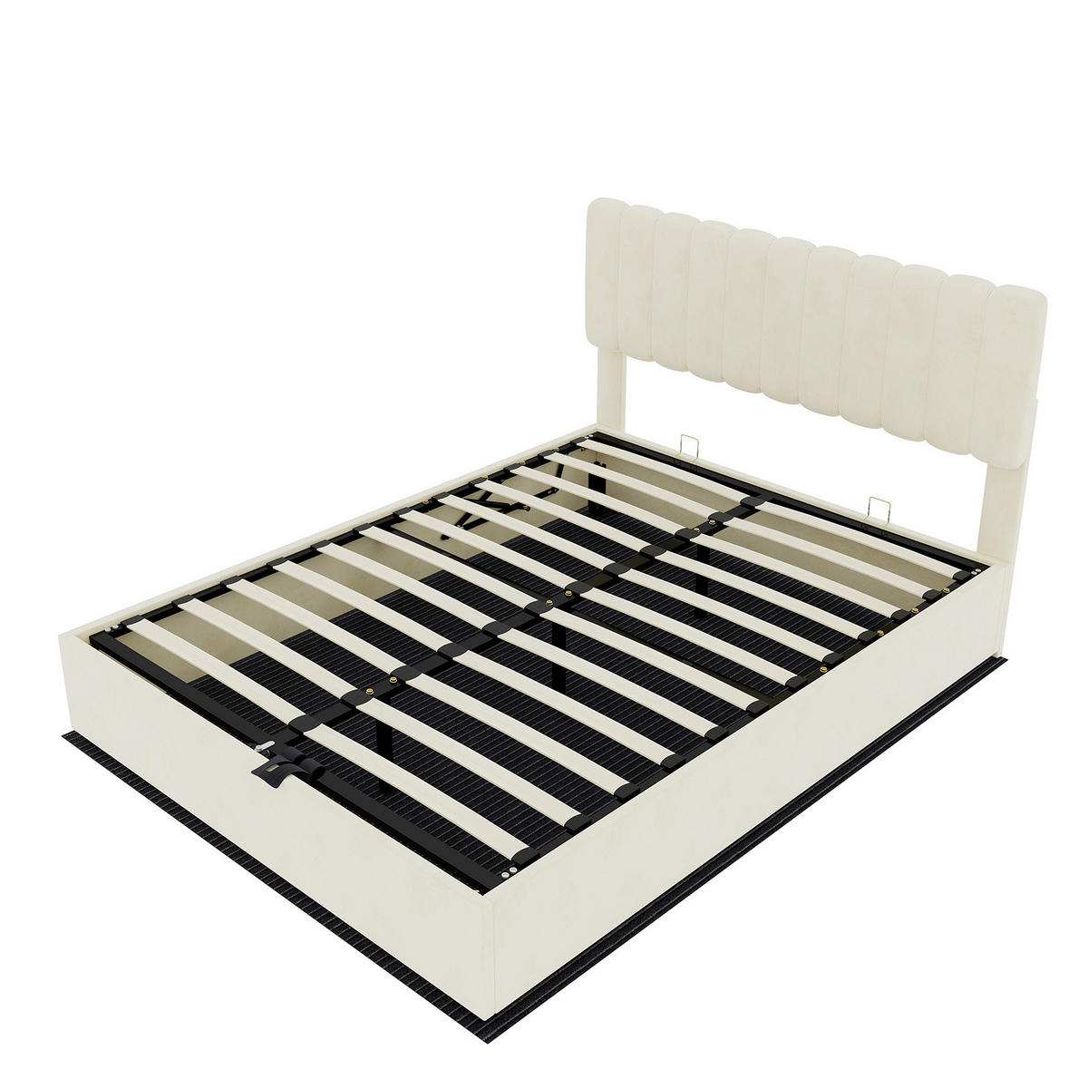 POLSTERBETT 160/200 cm DE-32948 mit Stauraum und Matratze Beige - Beige, Metall (160/200cm) - ComfortXL