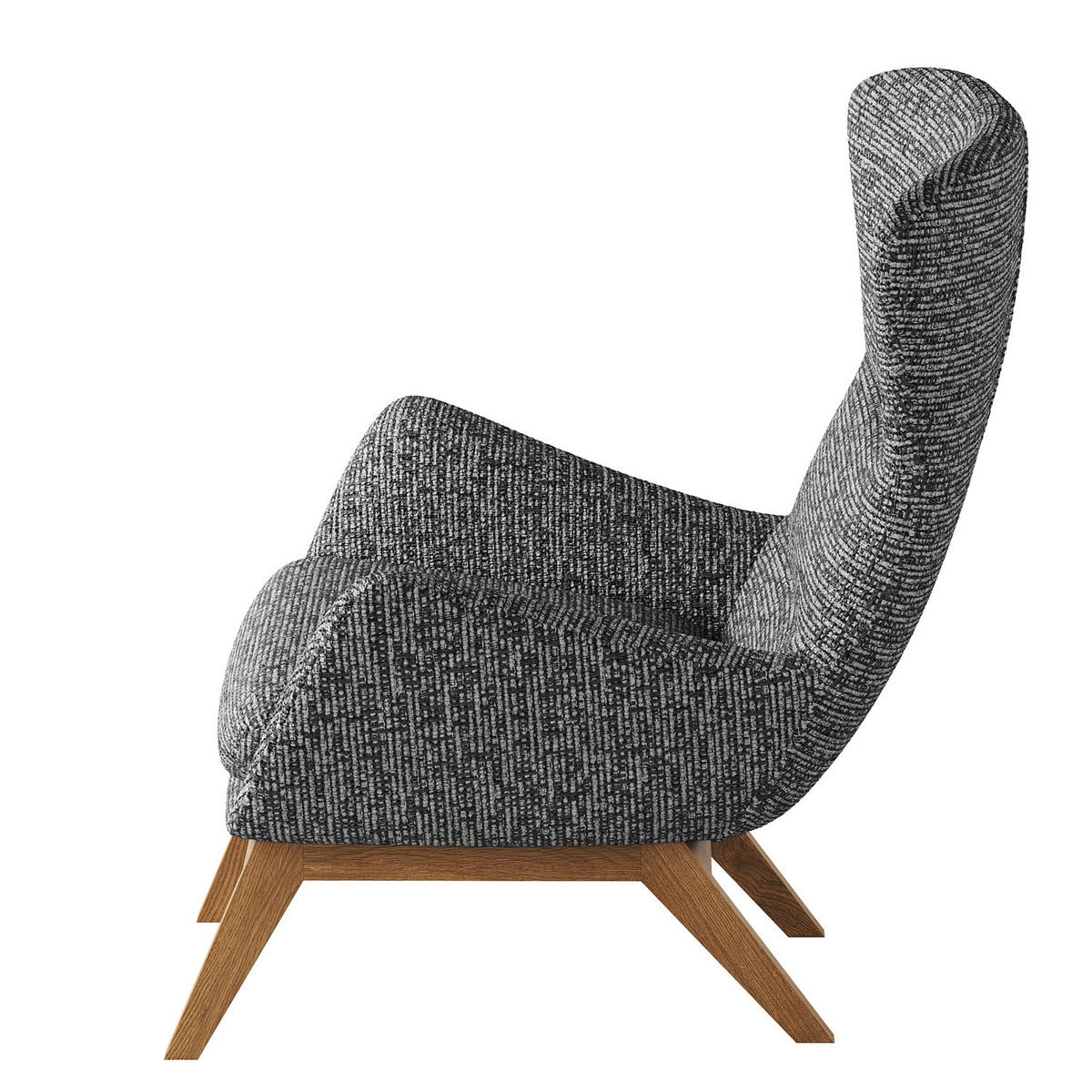SESSEL mit Holzfüßen - Eichefarben/Grau, Eichenholz/Textil (84/99/96cm) - home24