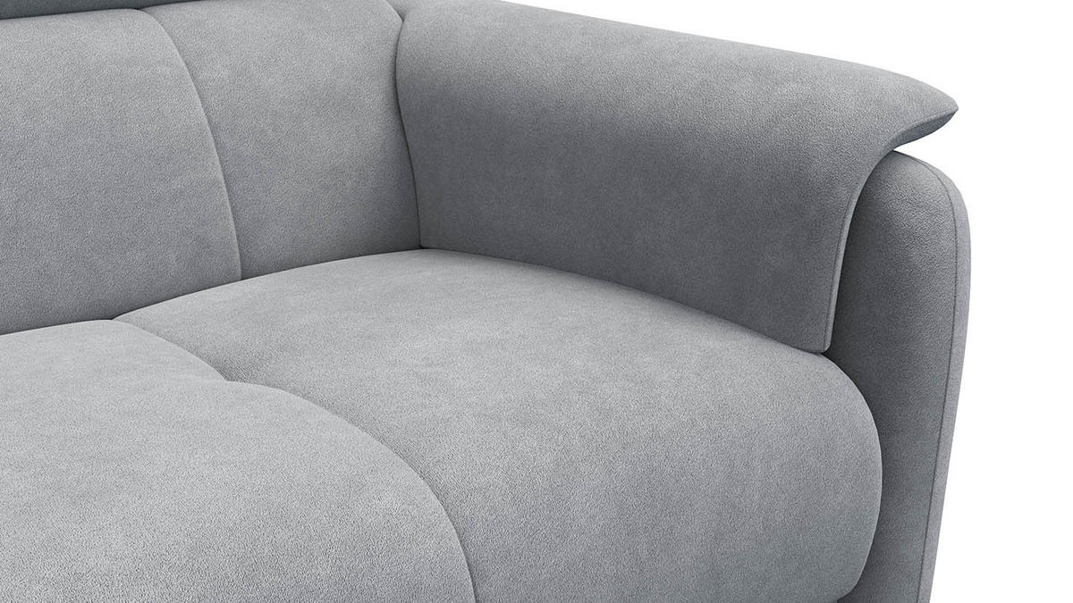 SOFA RODEN 3-Sitzer, hellgrau, Veloursstoff - Hellgrau, Holz/Textil (194/82/103cm) - Wozimo