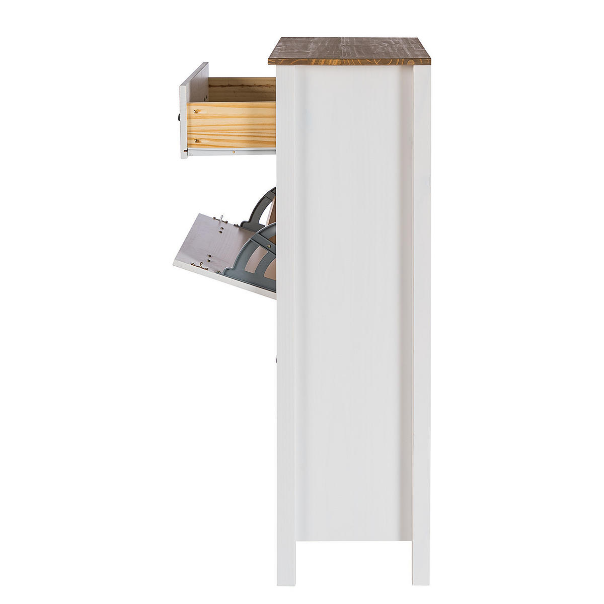 SCHUHKIPPER - Kiefer massiv - Weiß, Holz (88/116/35cm) - home24