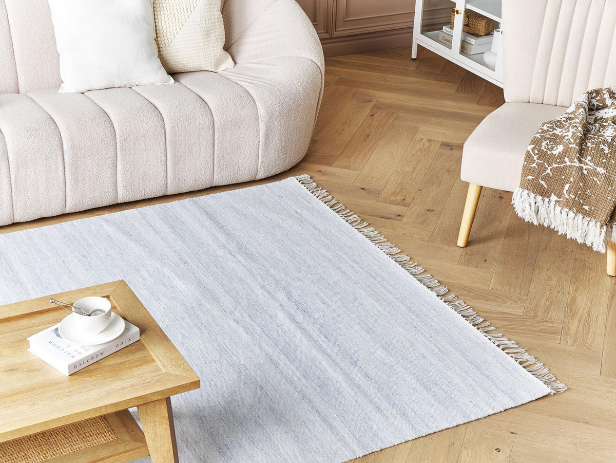 TEPPICH geflochten Malhia 230/160 cm - Blau, Kunststoff (160/230cm) - Beliani