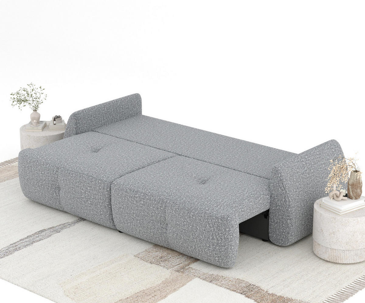SCHLAFSOFA Loca Grau Plüschstoff - Schwarz/Grau, Holz/Holzwerkstoff (248/92/103cm) - Maison de Reve