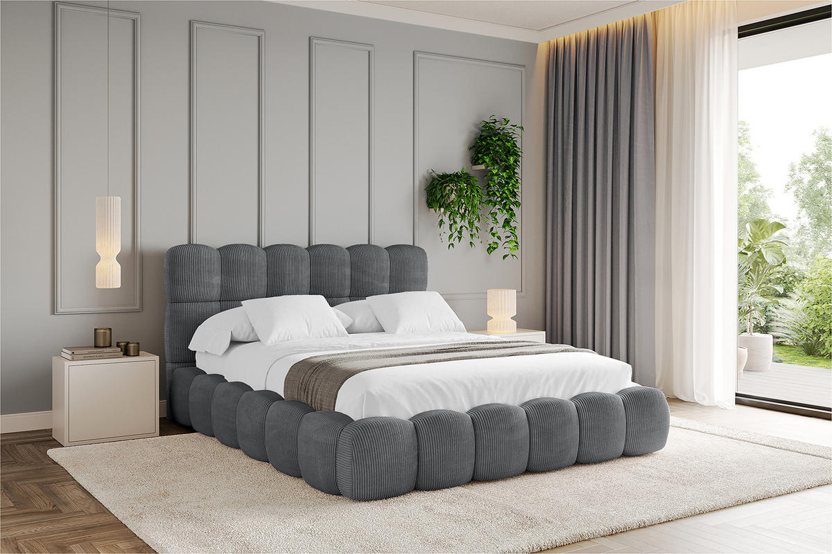POLSTERBETT mit Bettkasten und Lattenrost, Bett mit Matratze H3/H4 - LEYA 120x200 Dunkelgrau - Anthrazit, Holzwerkstoff/Textil (120/200cm) - ALTDECOR