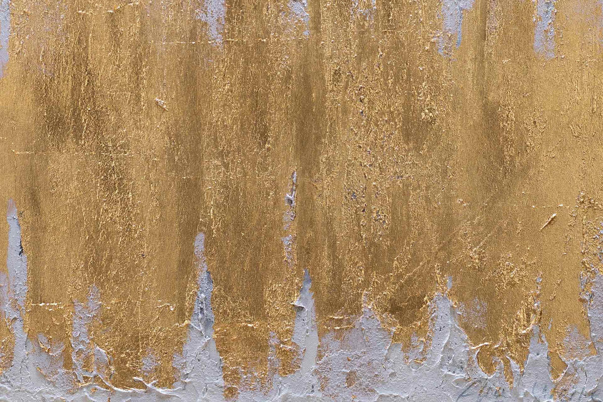 ACRYLBILD HANDGEMALT 80/80 cm - Beige/Goldfarben, Textil (80/80cm) - KUNSTLOFT