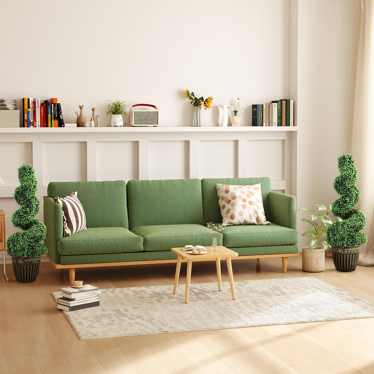 KÜNSTLICHE Pflanzen 2er-Set, UV-beständige 90 cm Kunstpflanze im Blumentopf - Grün, Kunststoff (90cm) - HOMCOM