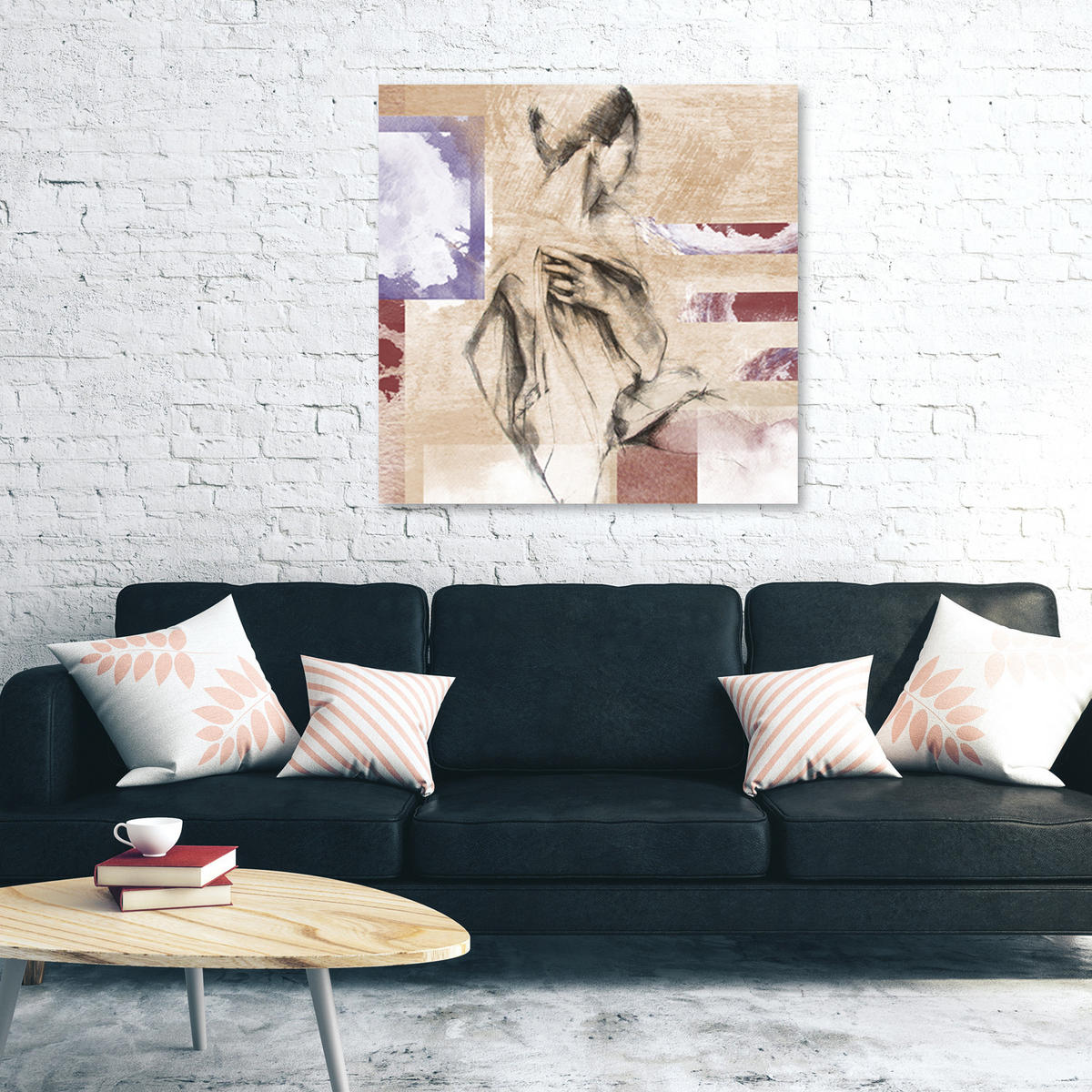 WANDBILD menschen beige - Beige, Textil (50/50cm) - Feeby