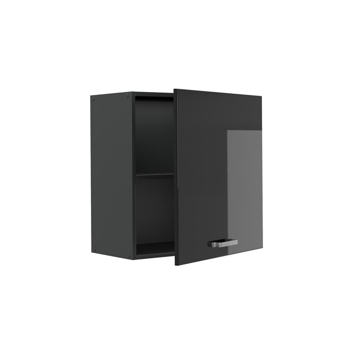 HÄNGESCHRANK R-Line, Schwarz Hochglanz/Anthrazit, 60 cm mit 1 Tür - Schwarz Hochglanz/Anthrazit, Holzwerkstoff (60/60/31cm) - Vicco