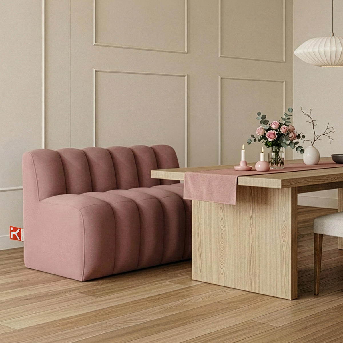 ESSZIMMERBANK CORDA, Rosa - Pink, Holz/Holzwerkstoff (123/78/71cm) - KONSIMO®
