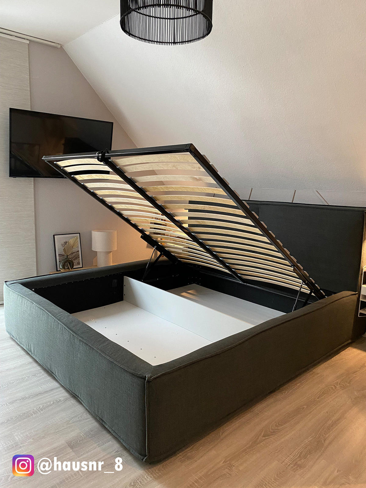 POLSTERBETT - Anthrazit, Textil (180/200cm) - home24