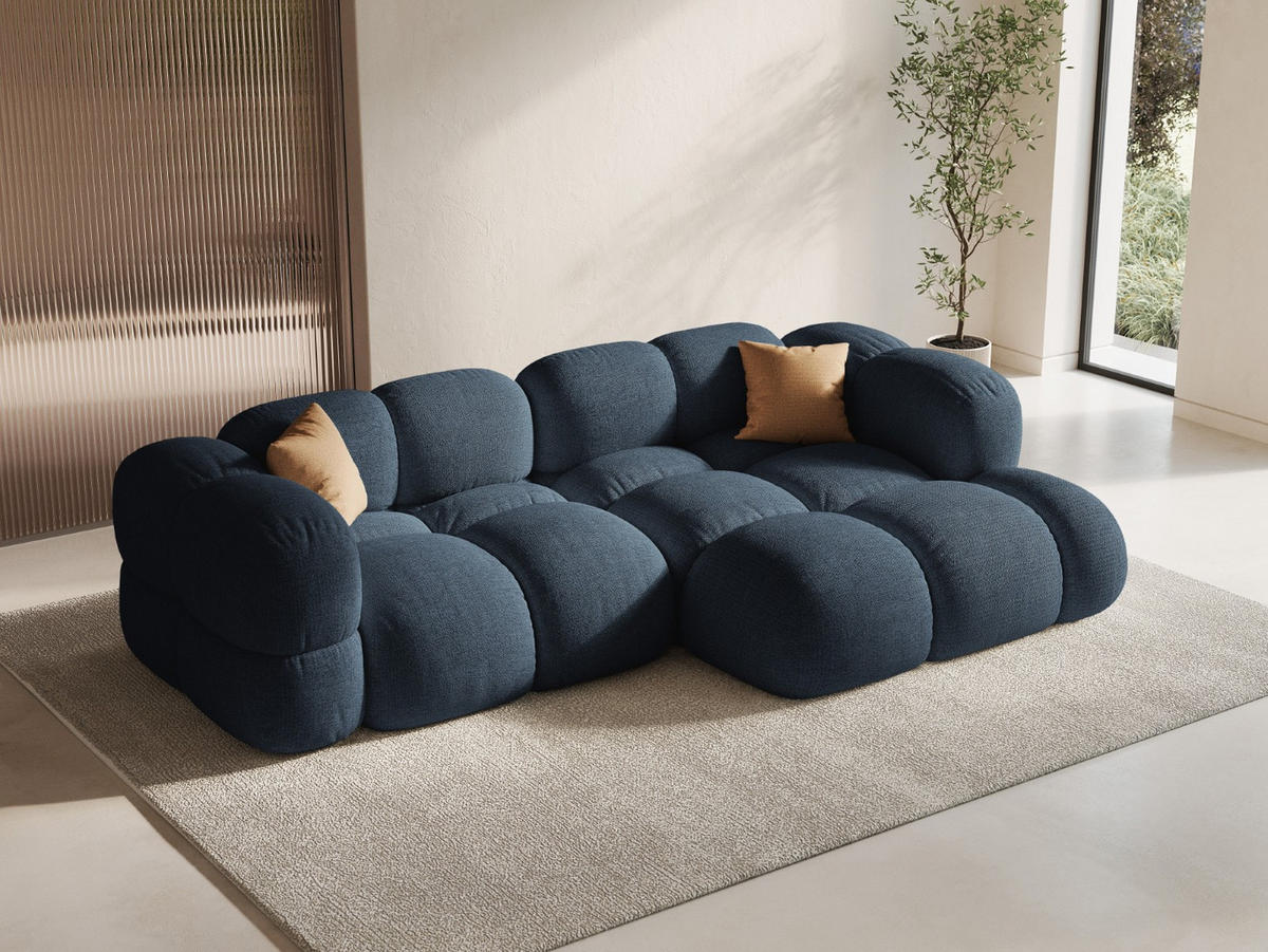 ECKSOFA rechts Loretto aus strukturiertem Stoff dunkelblau 3 Sitzplätze - Dunkelblau, Textil (147/250cm) - Cosmopolitan Design
