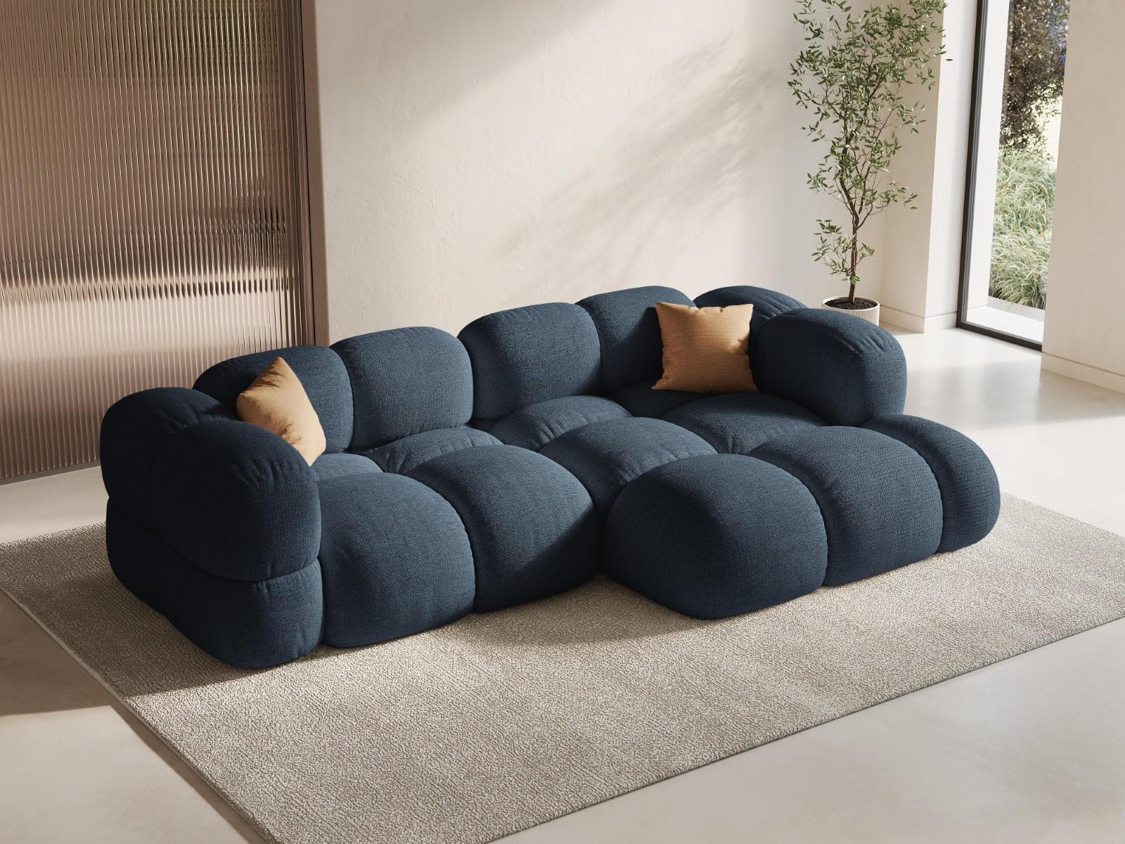 Thumbnail - Cosmopolitan Design Ecksofa, Dunkelblau, Textil, 3-Sitzer, 250x147 cm, Wohnzimmer, Sofas & Couches, Wohnlandschaften, Ec...