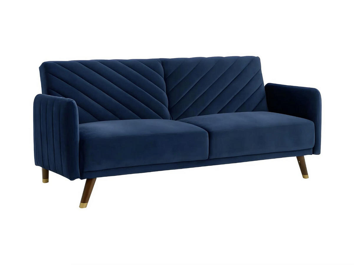 SCHLAFSOFA Klappsofa 3-Sitzer - Samt - Blau - JORIS - Blau, Textil (198/87/95cm) - Vente-Unique