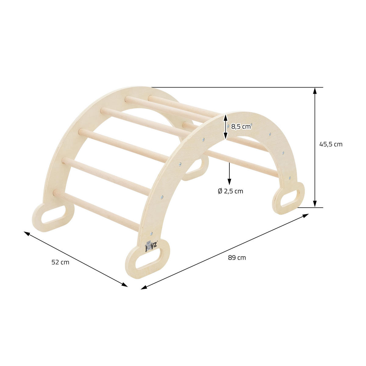 KINDER-KLETTERGERÜST - Braun, Holz (52/45.5/89cm) - Joyz