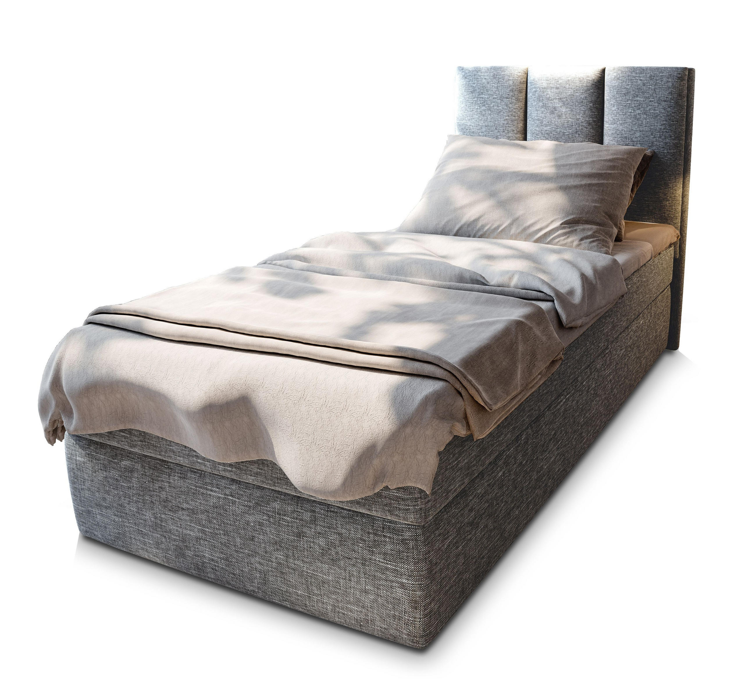 POSTEL BOXSPRING MERIL 80x200 cm, s matrací a úložným prostorem, světle šedá - světle šedá, kompozitní dřevo/textil (80/200cm) - MASSENO