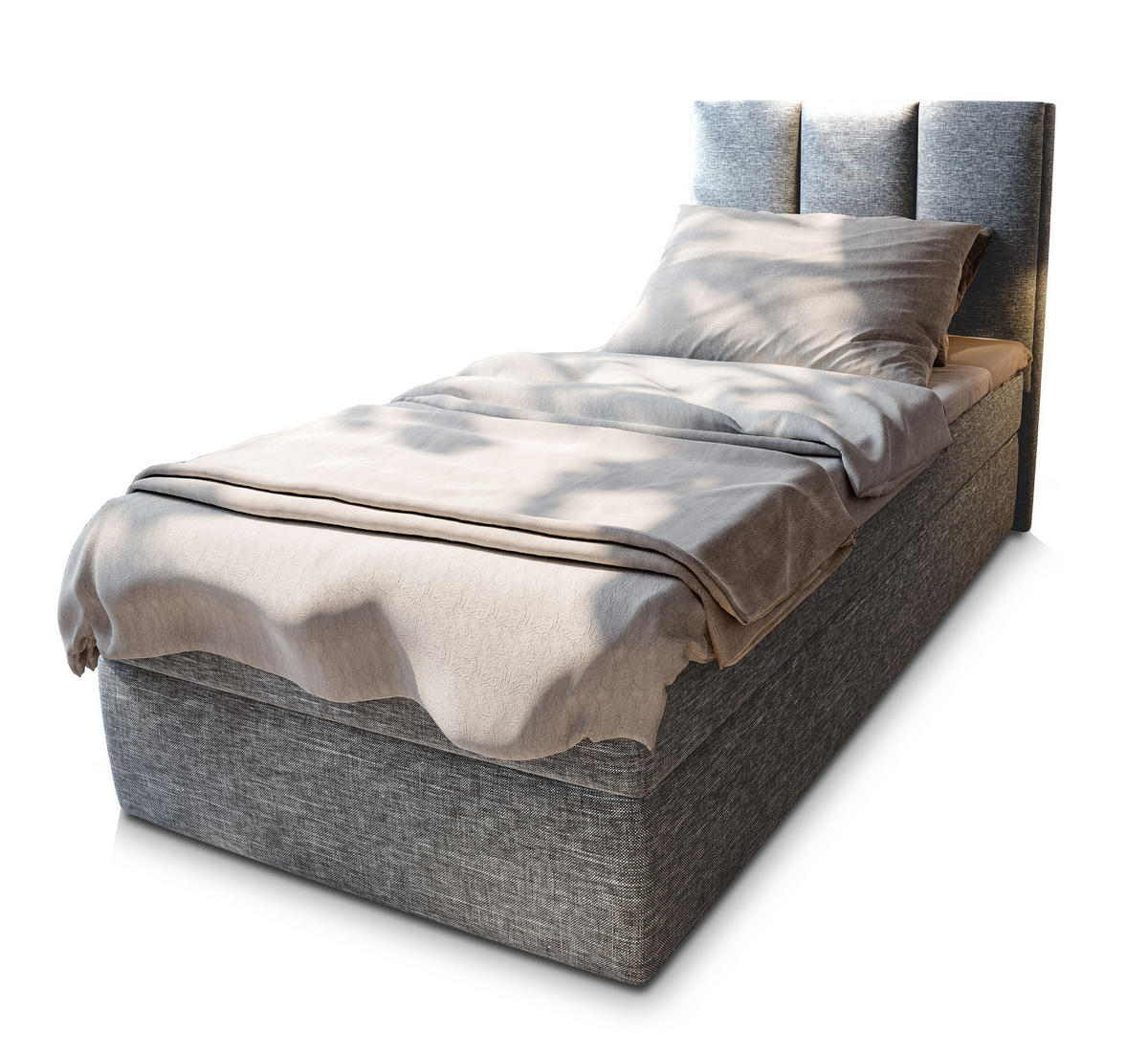 POSTEL BOXSPRING MERIL 80x200 cm, s matrací a úložným prostorem, světle šedá - světle šedá, kompozitní dřevo/textil (80/200cm) - MASSENO